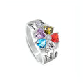 Gepersonaliseerde Geboortesteen Ring met Naam | Hart | 5 Diamanten