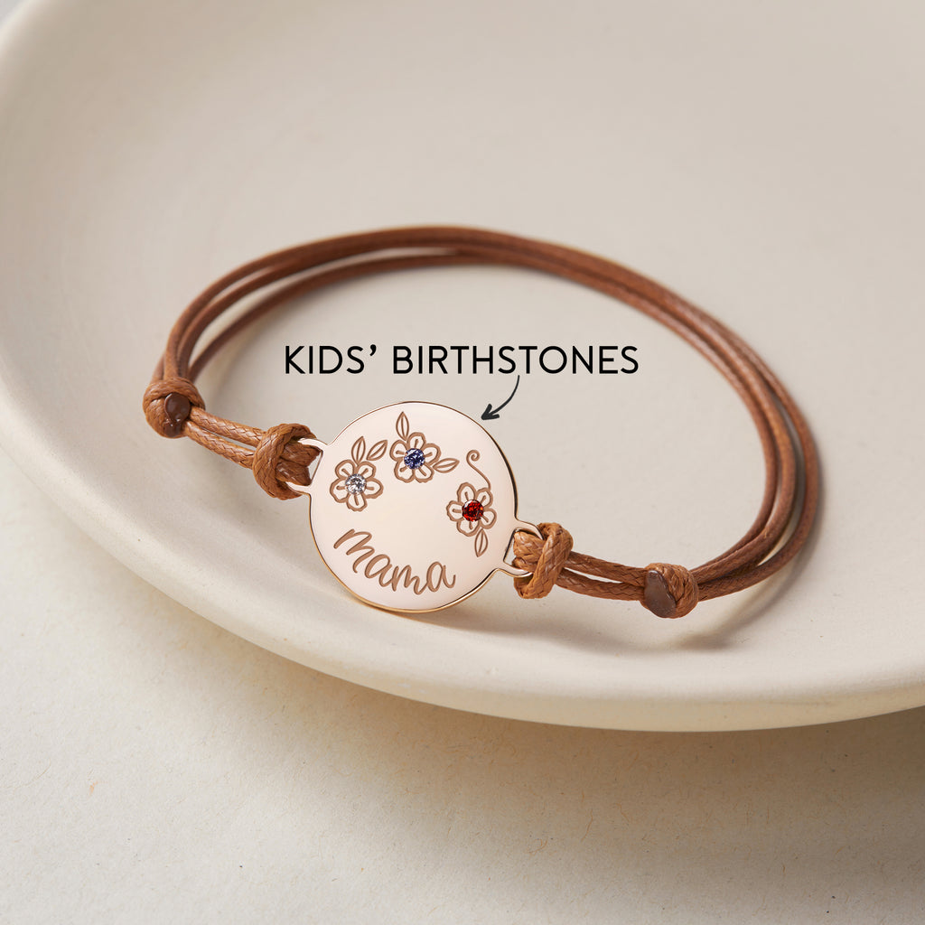 Gepersonaliseerde Mama Geboortesteen Armband | 925 Zilver | 18K Goud