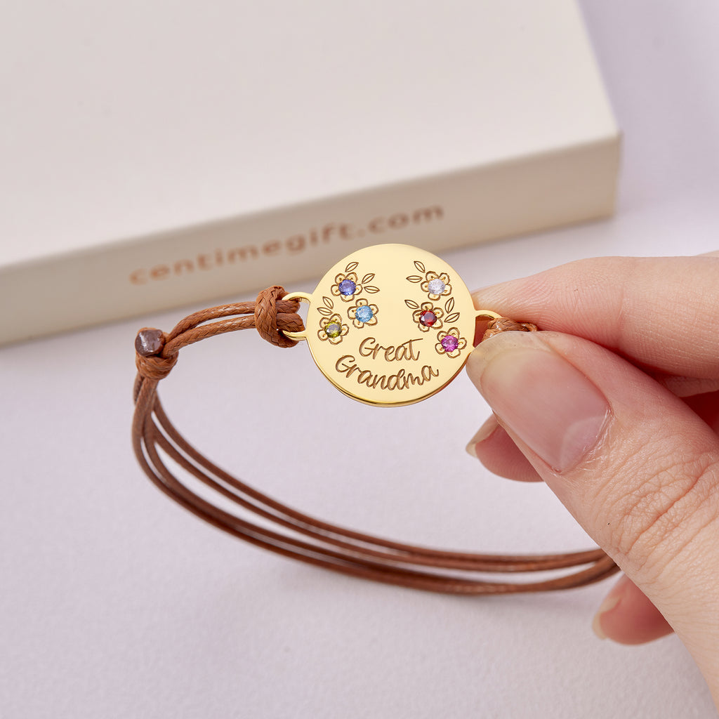 Gepersonaliseerde Mama Geboortesteen Armband | 925 Zilver | 18K Goud
