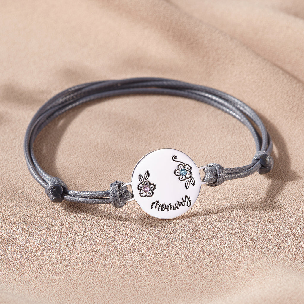 Gepersonaliseerde Mama Geboortesteen Armband | 925 Zilver | 18K Goud