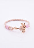 ✨ Palmband Rosette | Roségoud Palm Anker | Roze Leren Armband