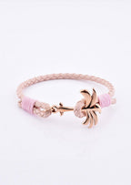 ✨ Palmband Rosette | Roségoud Palm Anker | Roze Leren Armband