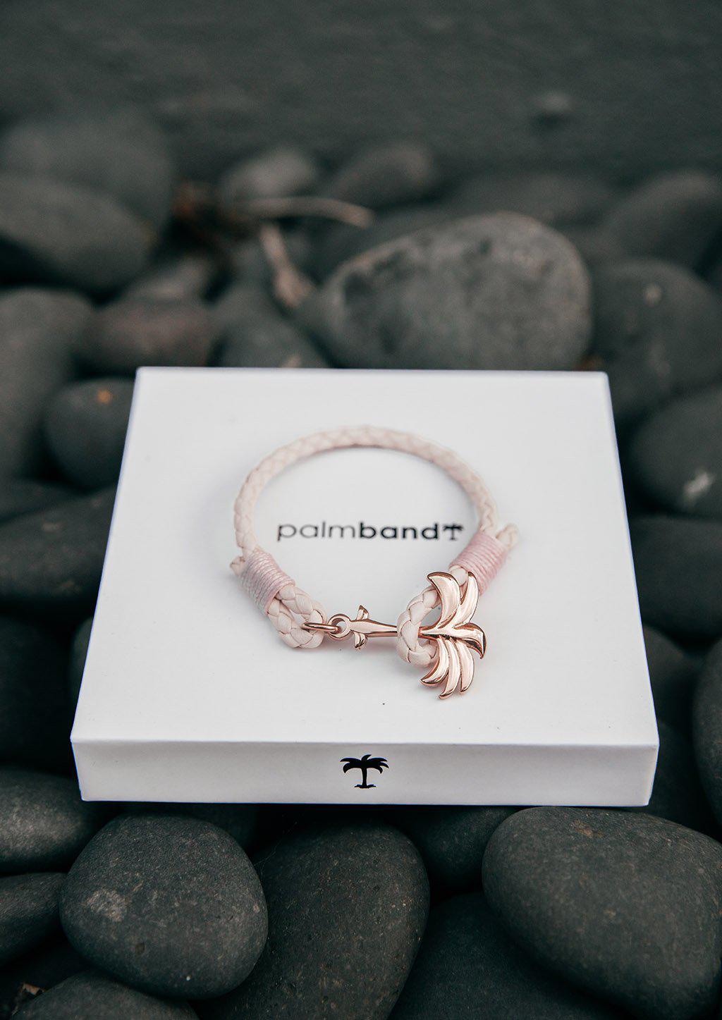 ✨ Palmband Rosette | Roségoud Palm Anker | Roze Leren Armband
