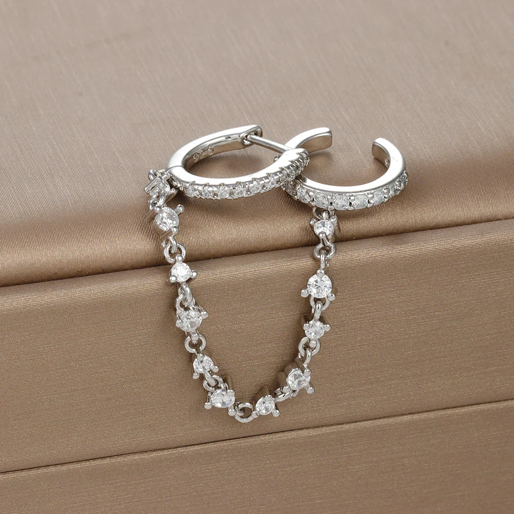 CZ Kristal Ketting Druppel Oorbellen | Roestvrij Staal | Meerdere Kleuren