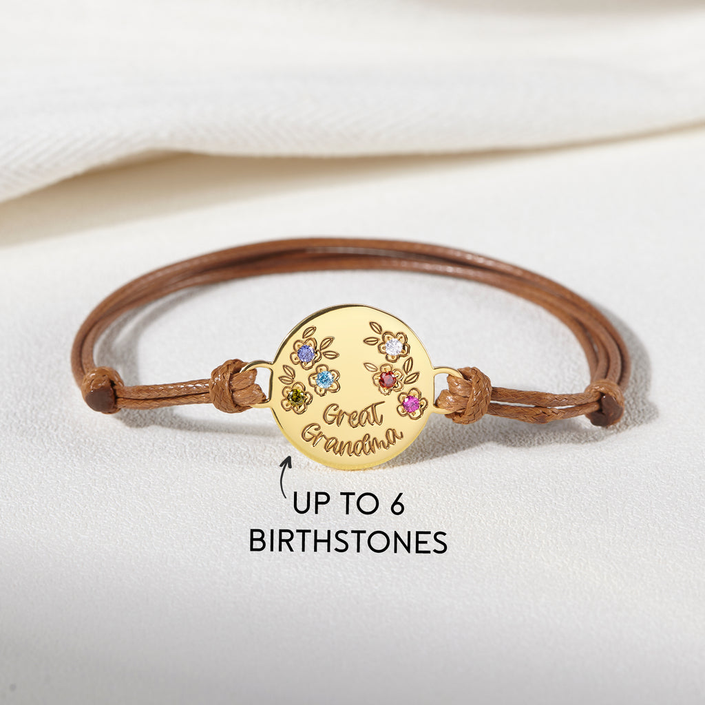 Gepersonaliseerde Mama Geboortesteen Armband | 925 Zilver | 18K Goud