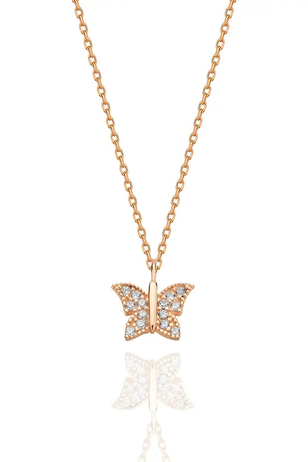 Vlinder Ketting | 925 Sterling Zilver | Rosé Goud Verguld