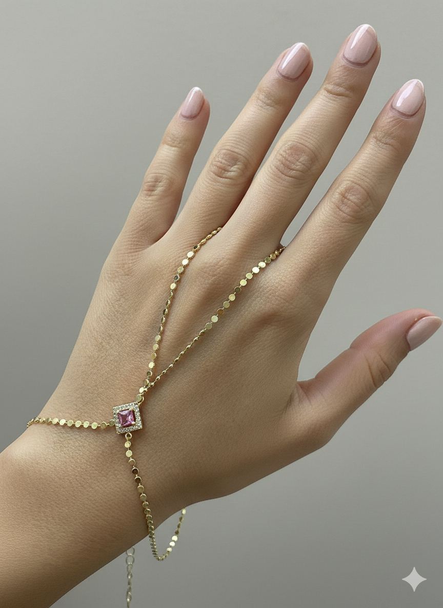 Roze Pailletten Handketting | Stijlvolle Armband