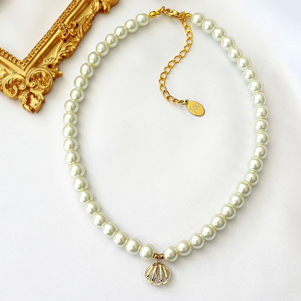 ✨ Zeeschelp Parel Choker | 24K Goud | 925 Zilver | Tsjechische Parels