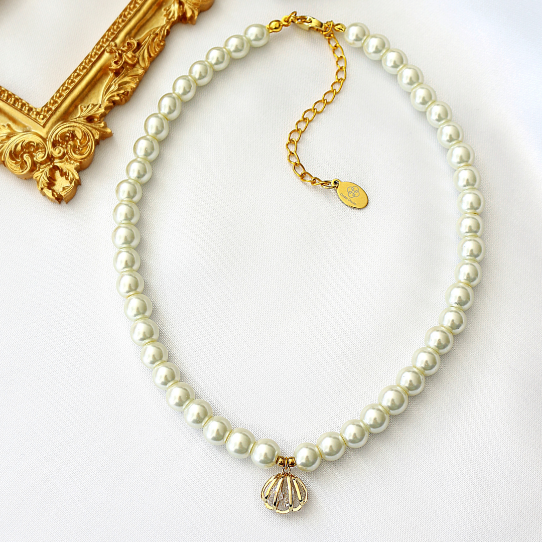 ✨ Zeeschelp Parel Choker | 24K Goud | 925 Zilver | Tsjechische Parels