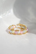 18 Karaat Gouden Pastel Regenboog Ring met Parels