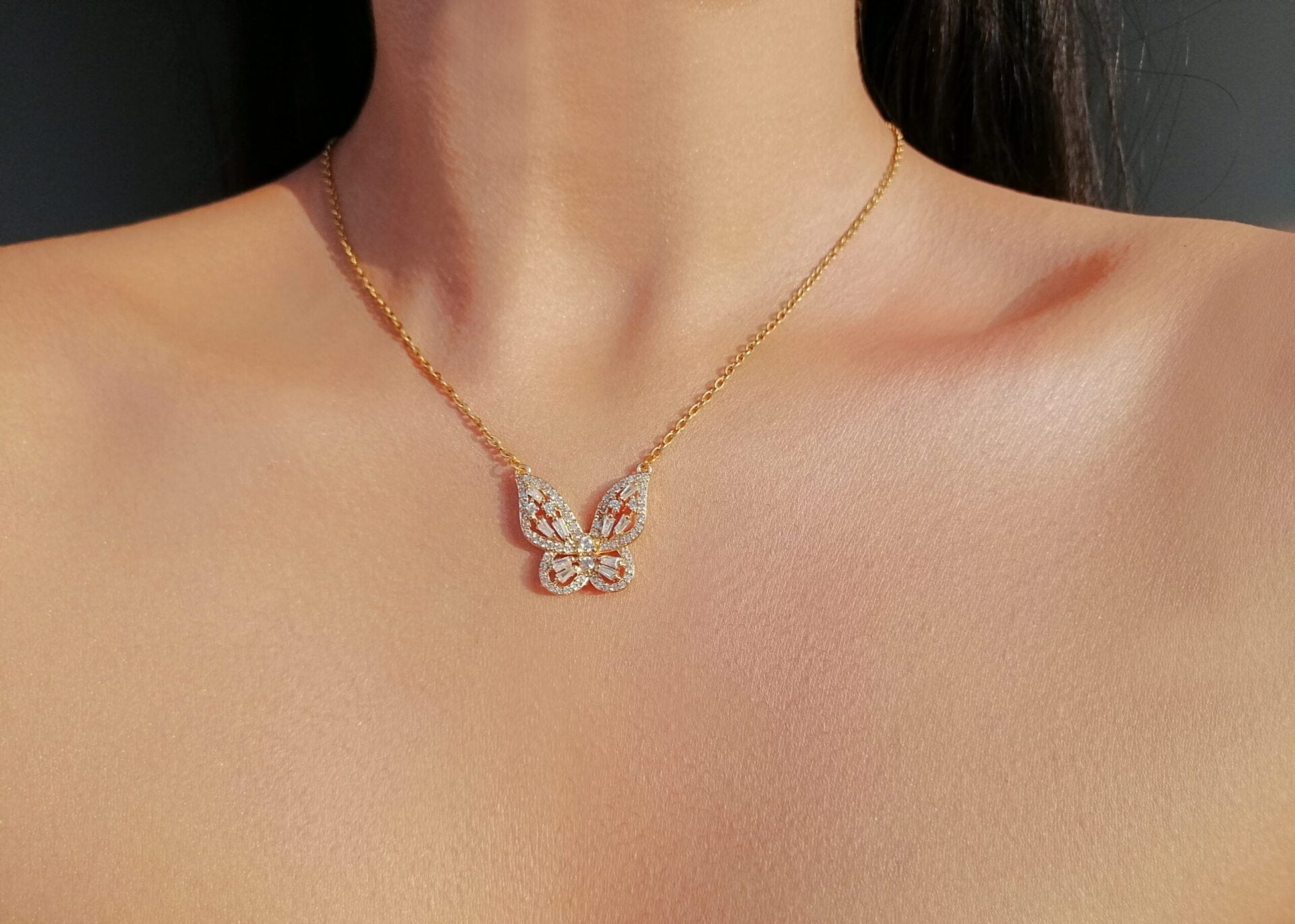 Vlinder Hanger Ketting | 24 Karaat Goud Verguld | Zirkonia
