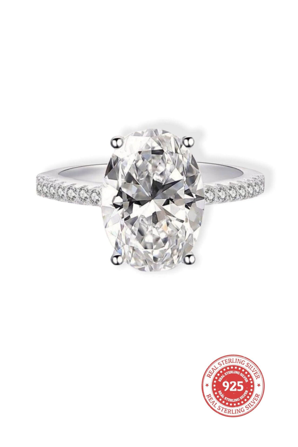 Ovale Cocktail Ring | 925 Zilver | 18K Wit Goud | Cubic Zirconia | Handgemaakt in Zweden
