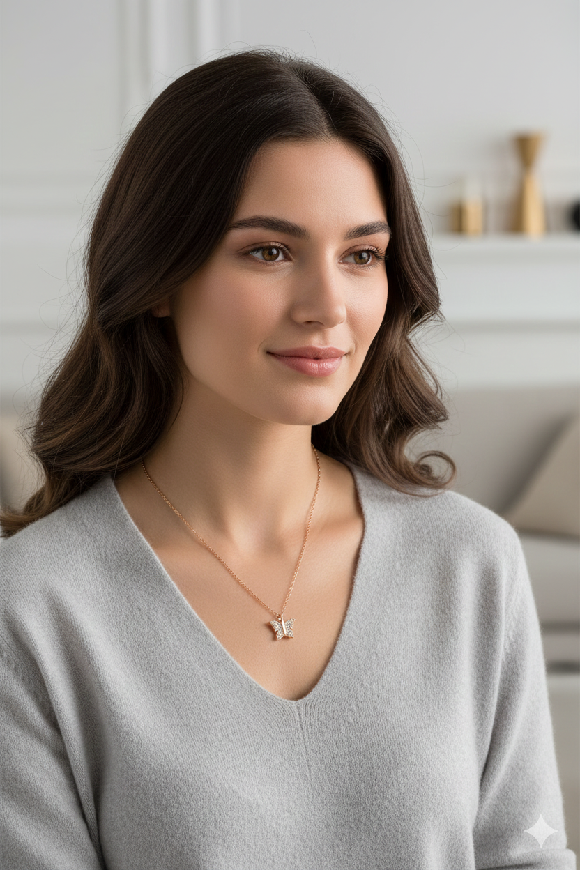 Vlinder Ketting | 925 Sterling Zilver | Rosé Goud Verguld