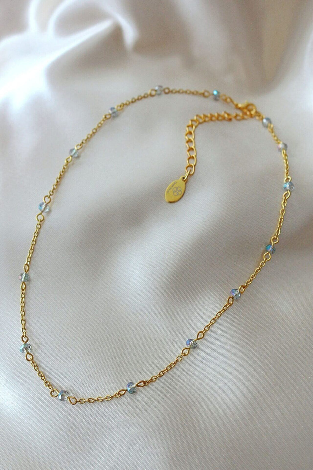 Chrome Kristallen Choker | 18K Goud | Oostenrijkse Kristallen | Handgemaakt in Zweden