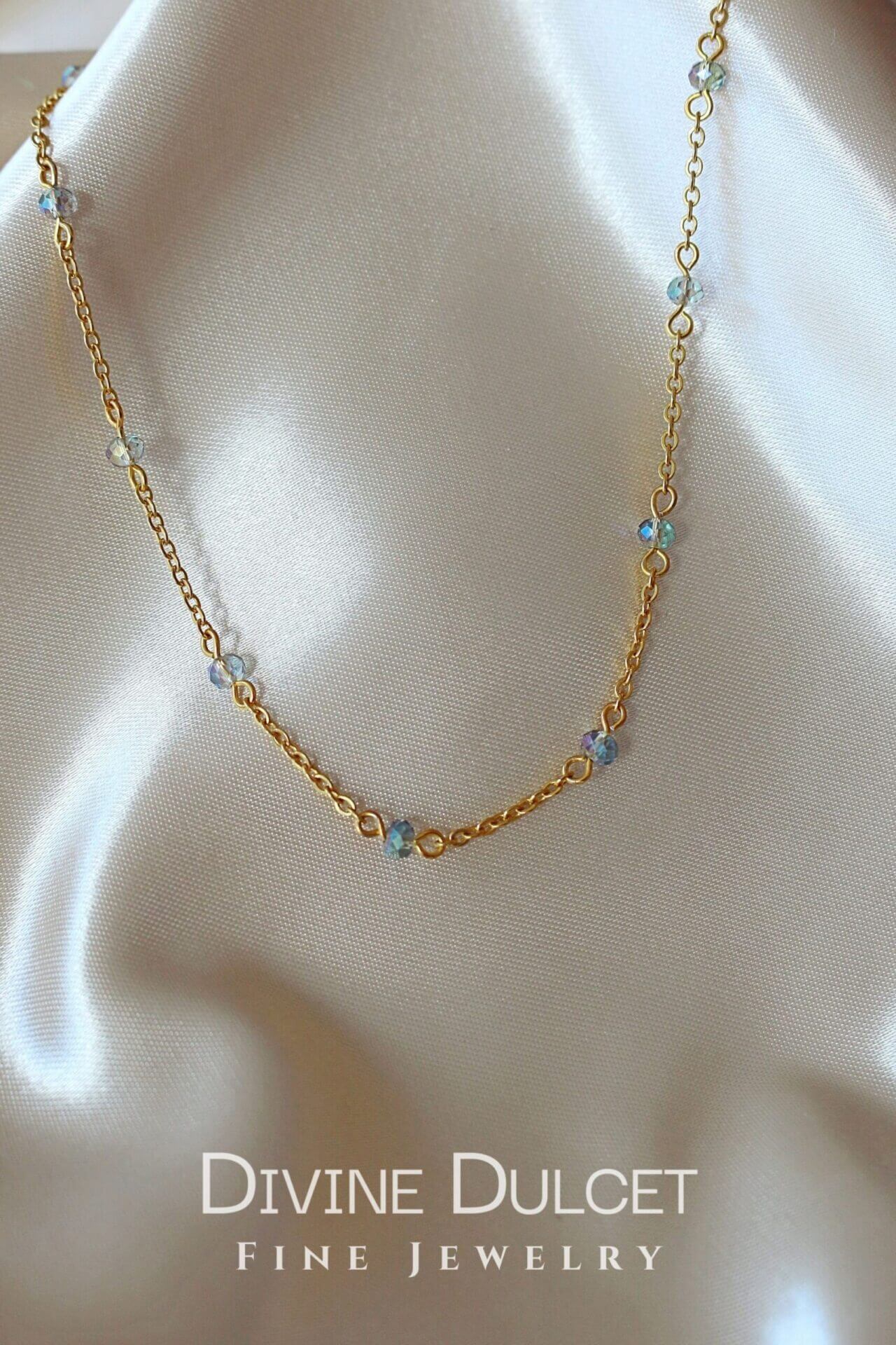 Chrome Kristallen Choker | 18K Goud | Oostenrijkse Kristallen | Handgemaakt in Zweden
