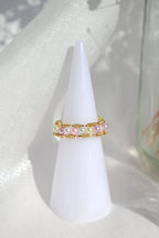 18 Karaat Gouden Pastel Regenboog Ring met Parels