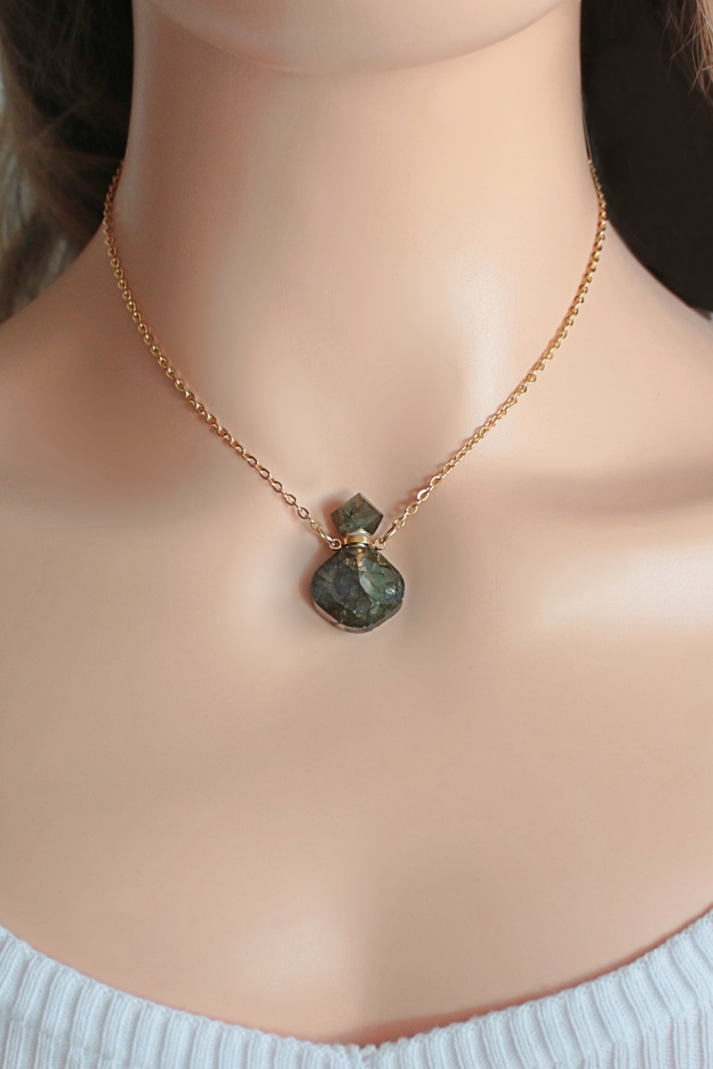 Kristallen Flesje Ketting | Natuurlijke Edelstenen | 24K Goud | Handgemaakt
