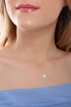 Zon Hanger Ketting | 925 Sterling Zilver met Witte Zirkoon Steen