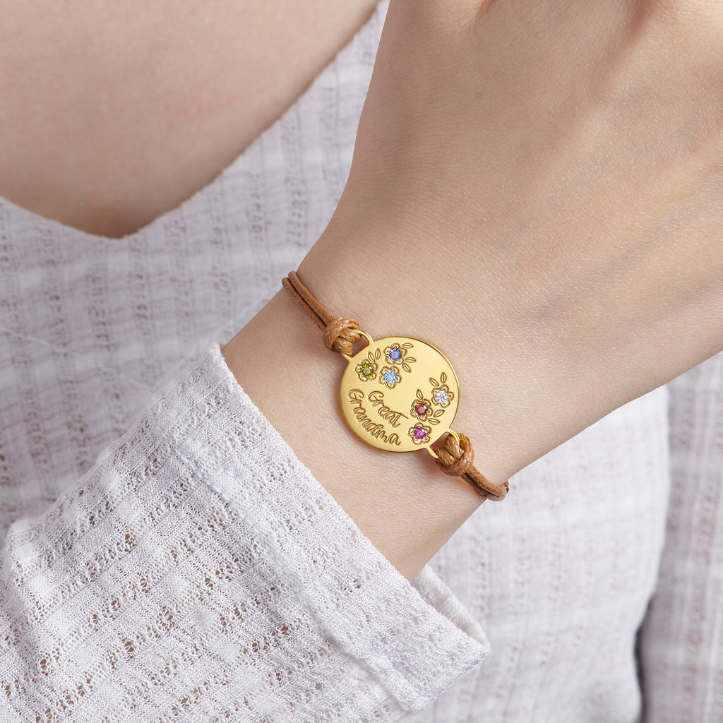 Gepersonaliseerde Mama Geboortesteen Armband | 925 Zilver | 18K Goud