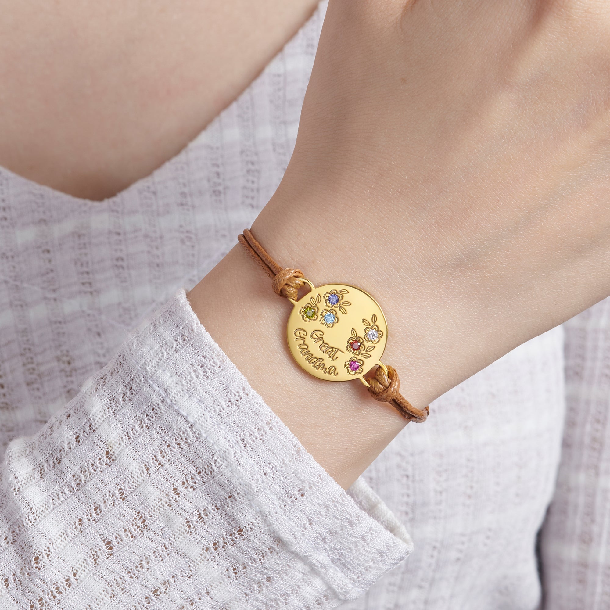 Gepersonaliseerde Mama Geboortesteen Armband | 925 Zilver | 18K Goud