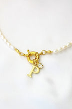 Gepersonaliseerde Initiaal Choker | 24k Goud & Zoetwaterparel Ketting