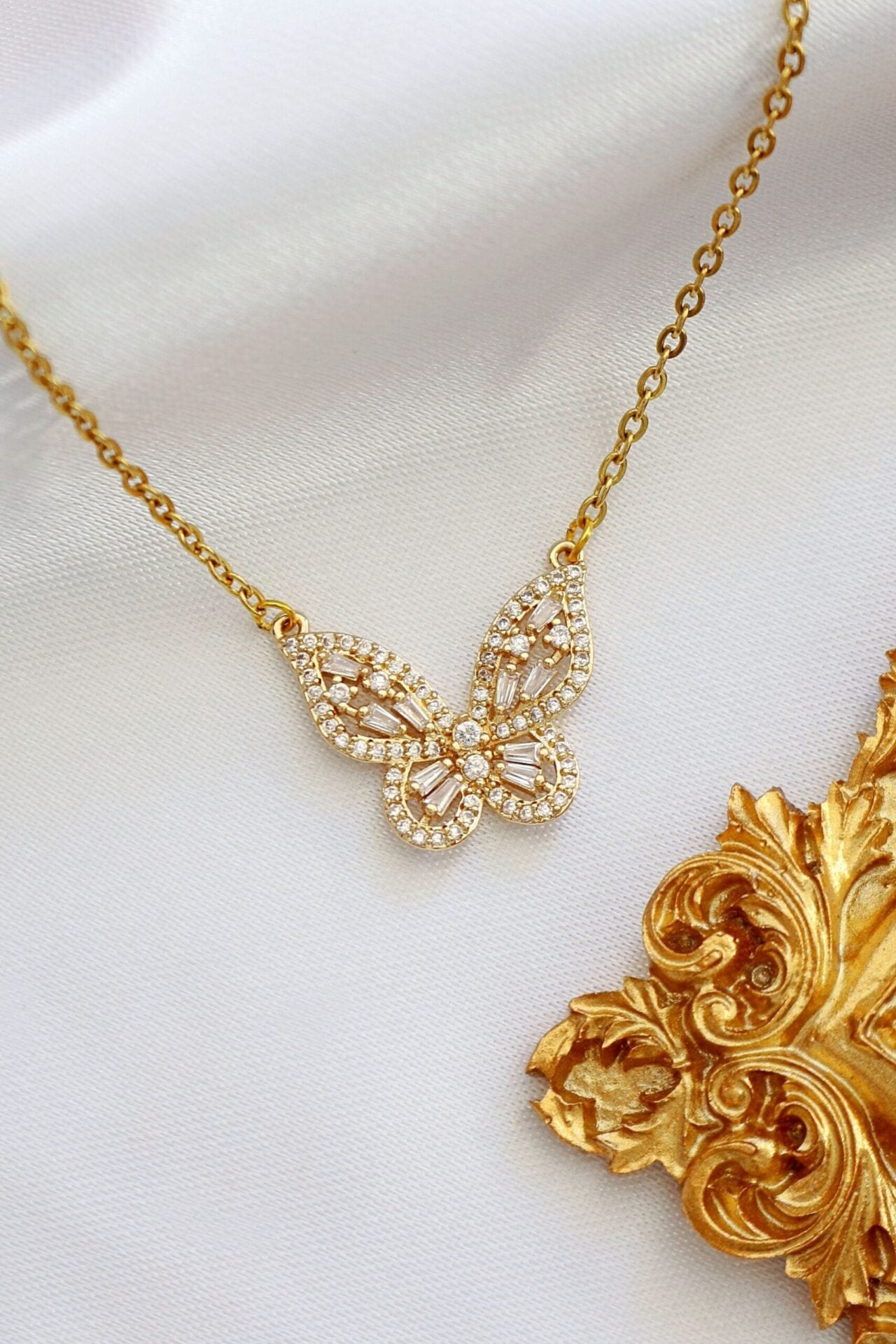 Vlinder Hanger Ketting | 24 Karaat Goud Verguld | Zirkonia