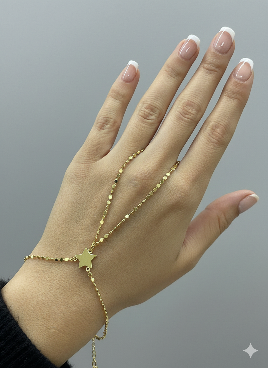 Gouden Ster Handketting | Pailletten Armband Dames