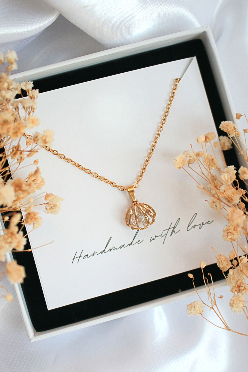 Zeeschelp Ketting 24K Goud met Zirkonia |