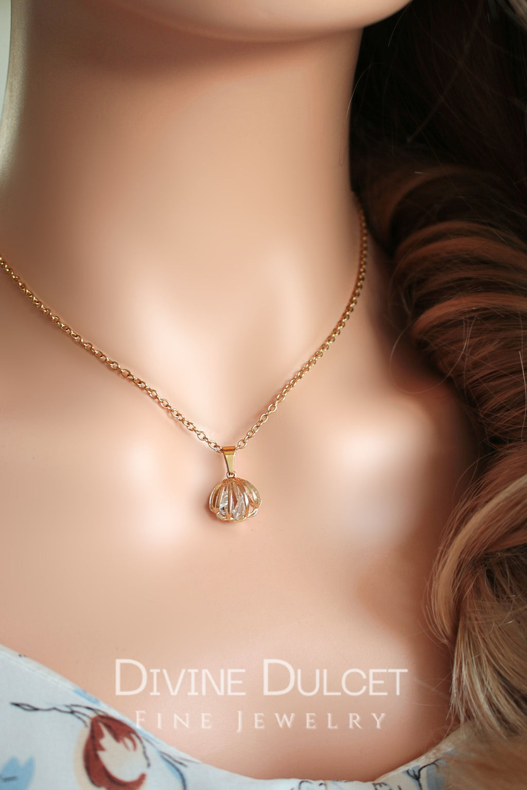 Zeeschelp Ketting 24K Goud met Zirkonia |