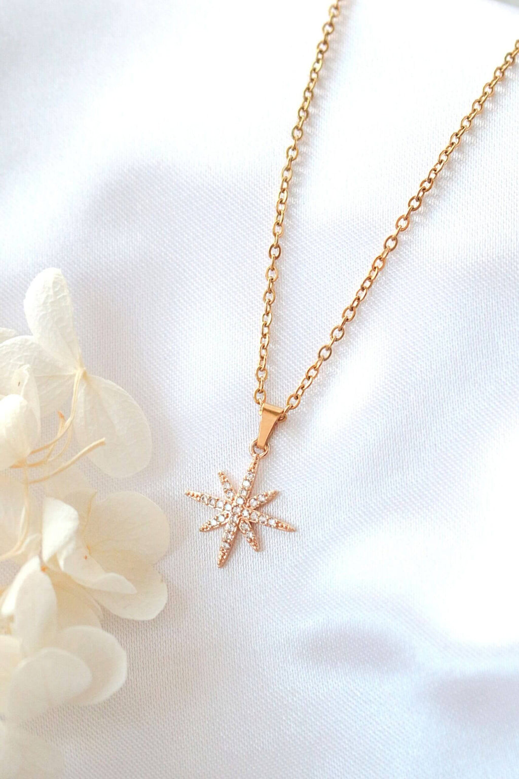 Polaris Ster Ketting | 24K Goud | Cubic Zirconia | Handgemaakt in Zweden