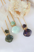 Kristallen Flesje Ketting | Natuurlijke Edelstenen | 24K Goud | Handgemaakt