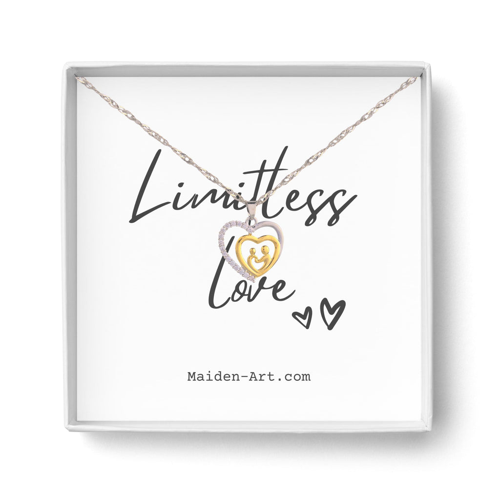 Moeder & Kind Ketting | Pavé Hart Hanger | Rhodium Verguld