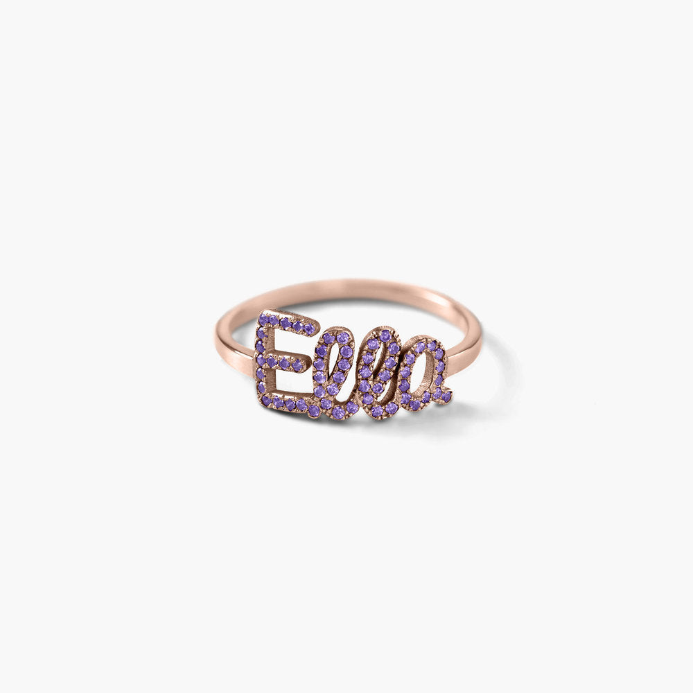 Gepersonaliseerde Naamring met Swarovski Steen | 925 Sterling Zilver | Goud & Rosé Goud