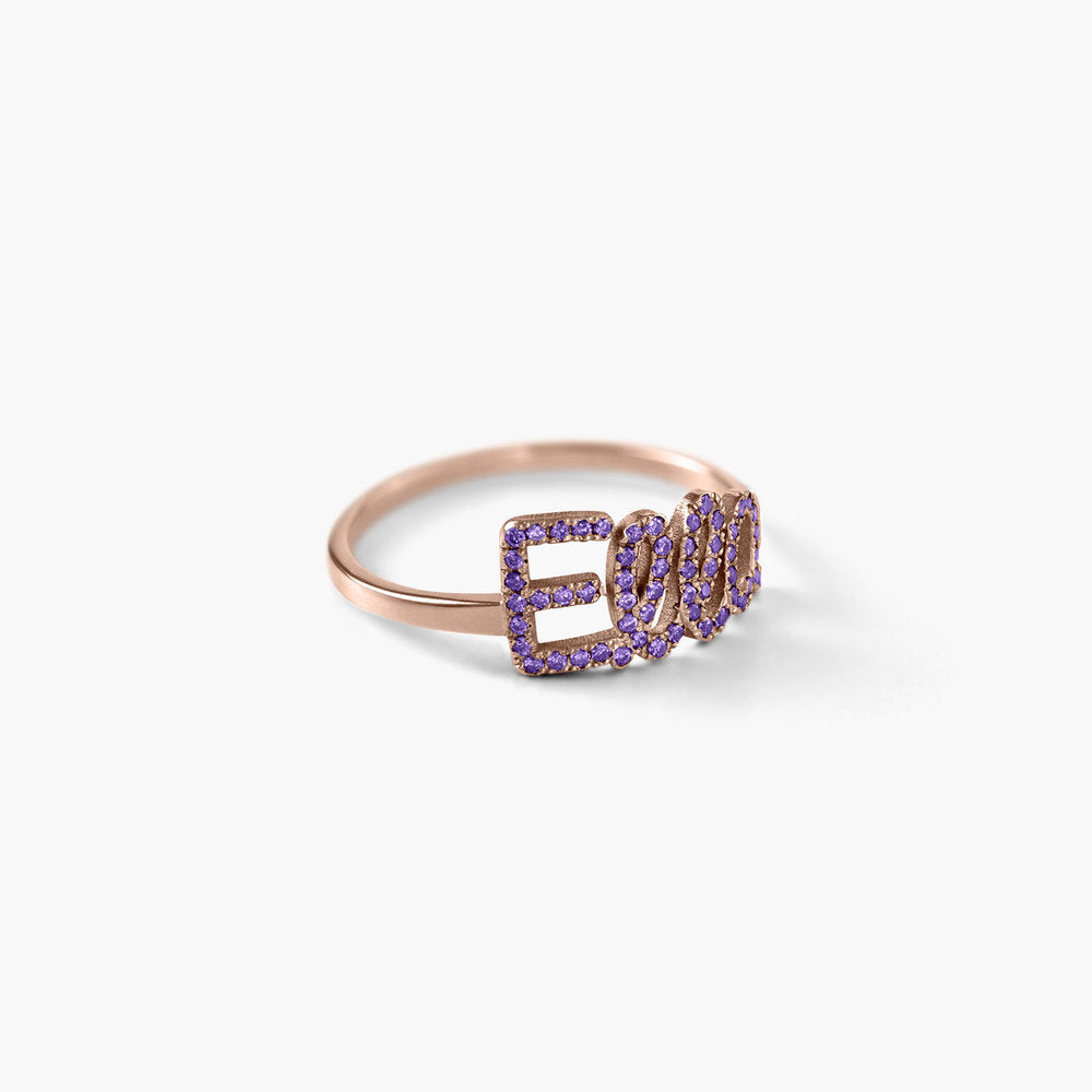 Gepersonaliseerde Naamring met Swarovski Steen | 925 Sterling Zilver | Goud & Rosé Goud